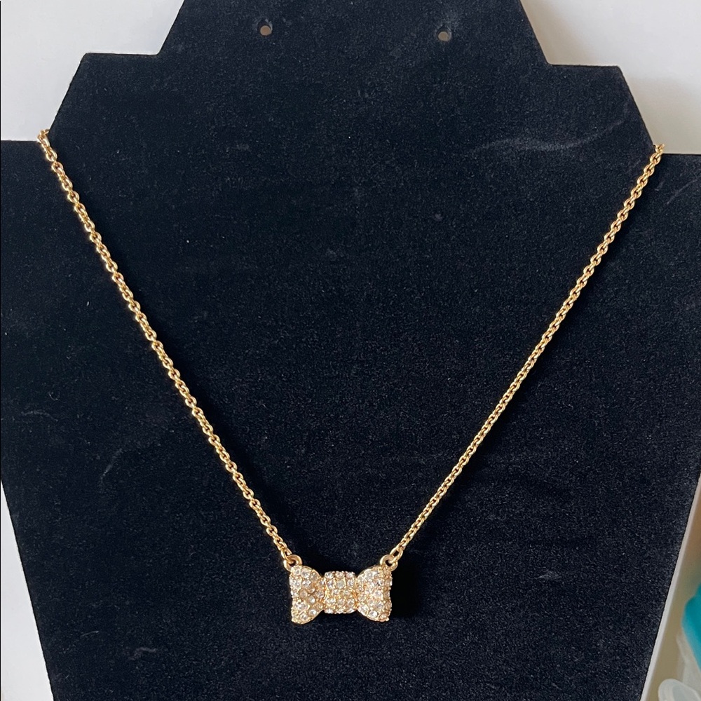 Kate Spade Gold Tone Bow Pendant Necklace